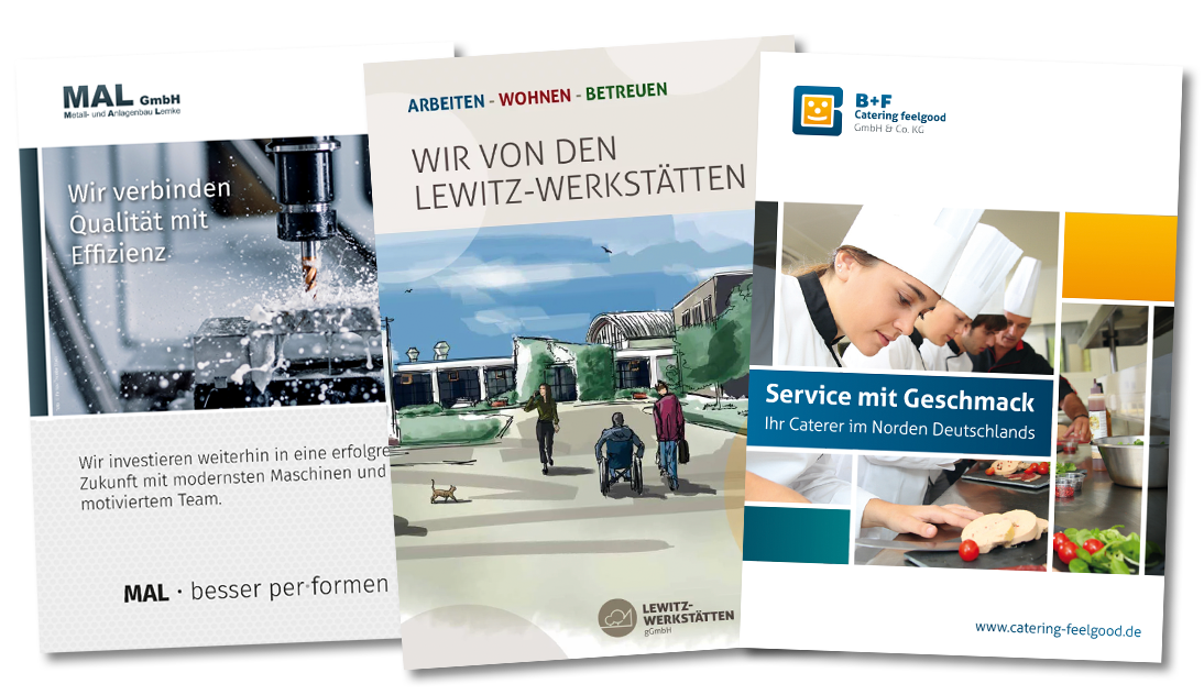 Titelseiten dreier gedruckter Broschüren