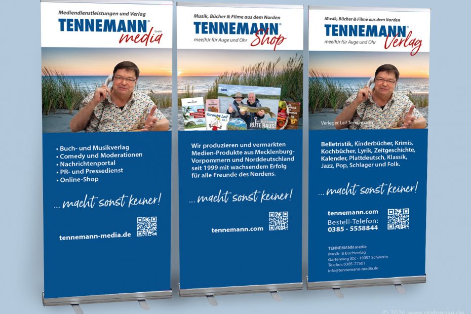 drei RollUps-Displays der TENNEMANN media GmbH