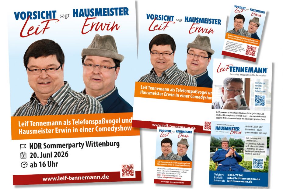 Plakate Vorsicht Leif sagt Hausmeister Erwin