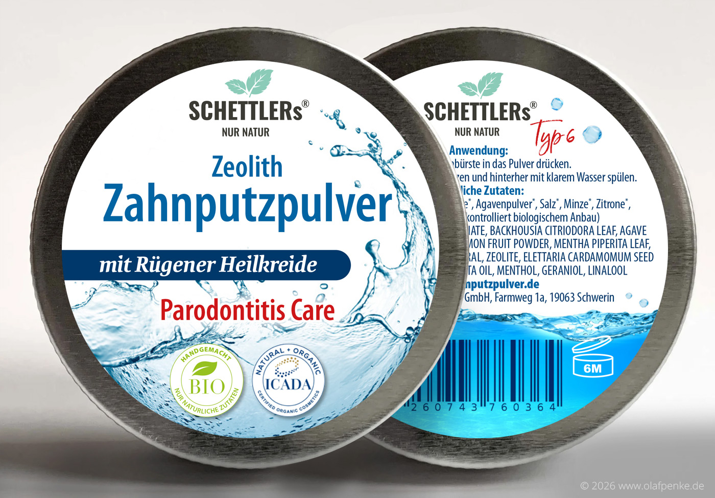 Dosen-Produkt-Design für Schettlers Zahnputzpulver